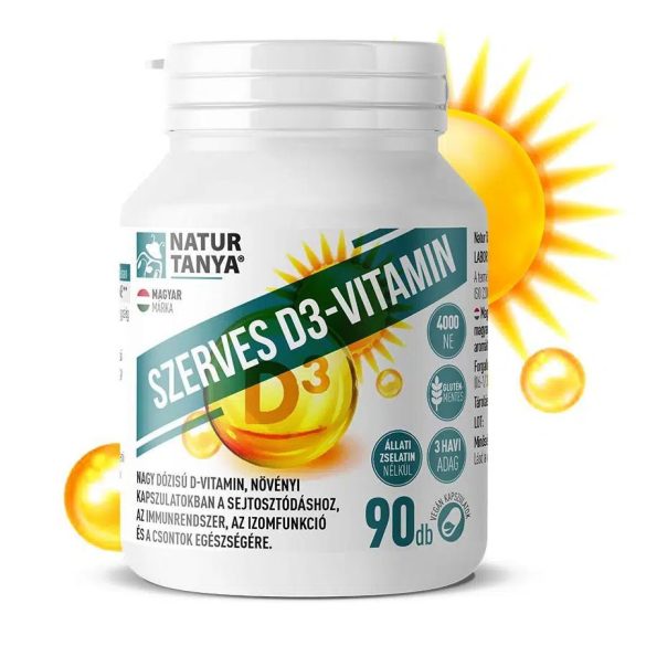 Natur Tanya Szerves D3-vitamin 4000NE növényi kapszulatokban, E-vitaminnal 90 db