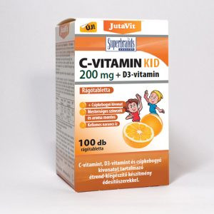 JutaVit Kid C+D+csipkebogyó kivonat narancs ízű rágótabletta 100db